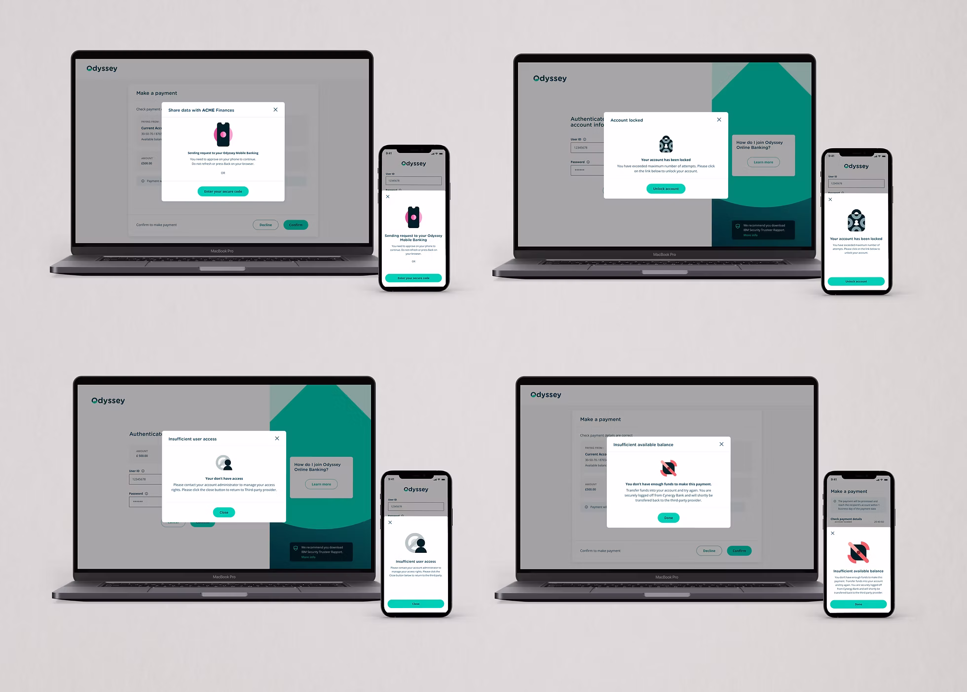 Cynergy Bank Open Banking experience across laptop and mobile